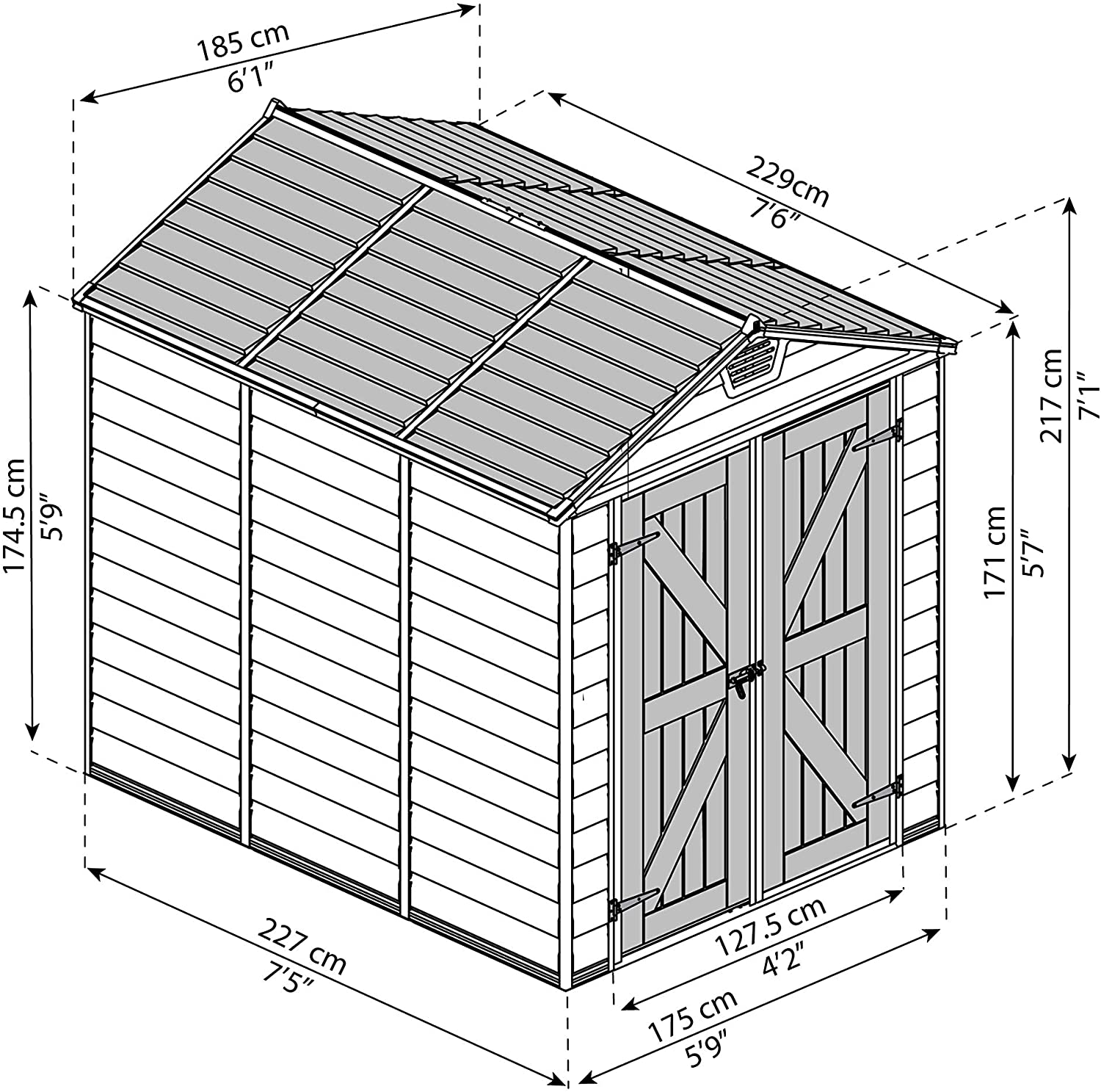 SkyLight 6 ft. W x 8 ft. D Plastic Storage Shed