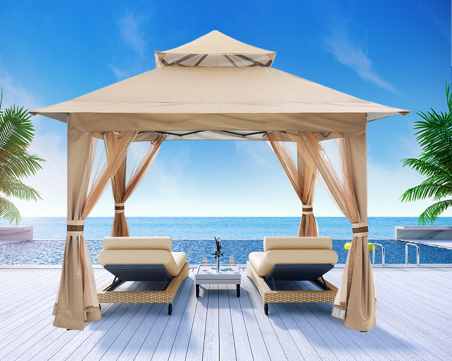 13'x13' Gazebo Tent Pop up Gazebo Canopy Shelter with Nets