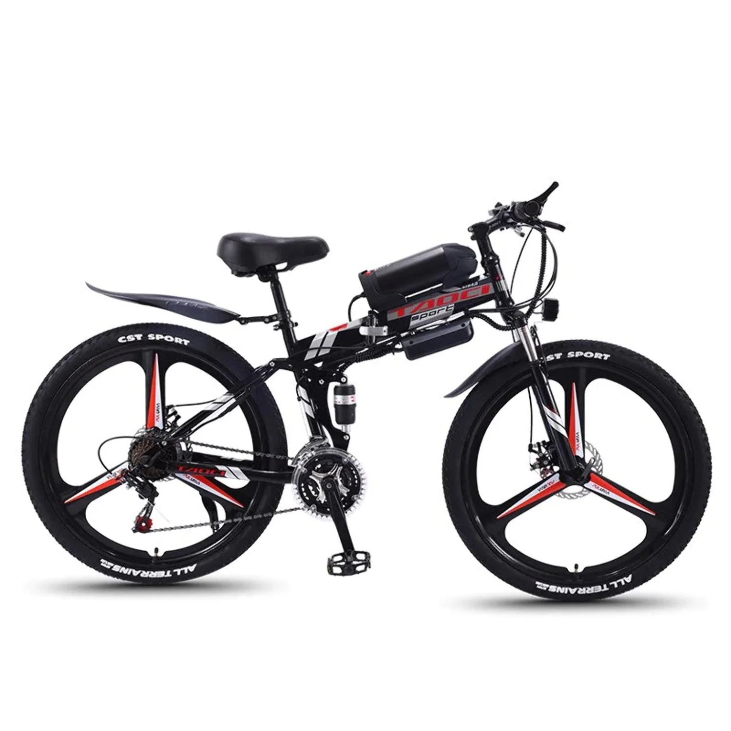 26in Folding Electric Mountain Bike, 21-Speed