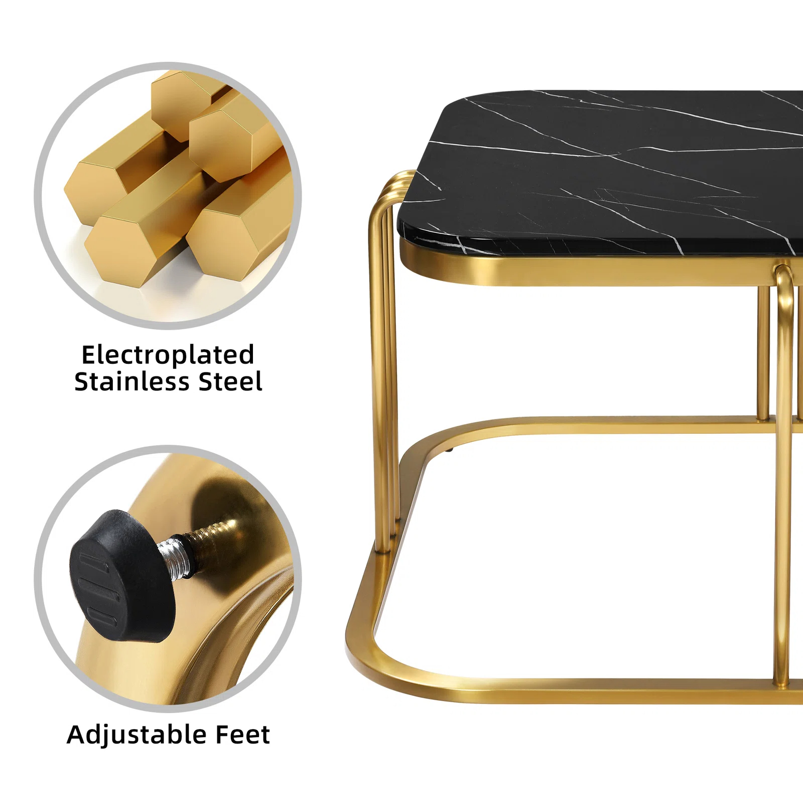 Rectangular Nesting Coffee Table with Storage for Living Room
