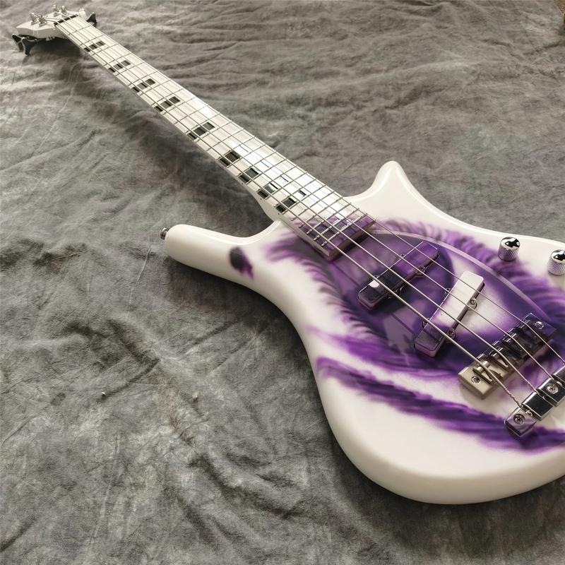 4 Strings Prince Symbol Cloud One EYE White Electric Bass Guitar Hand 26 Frets