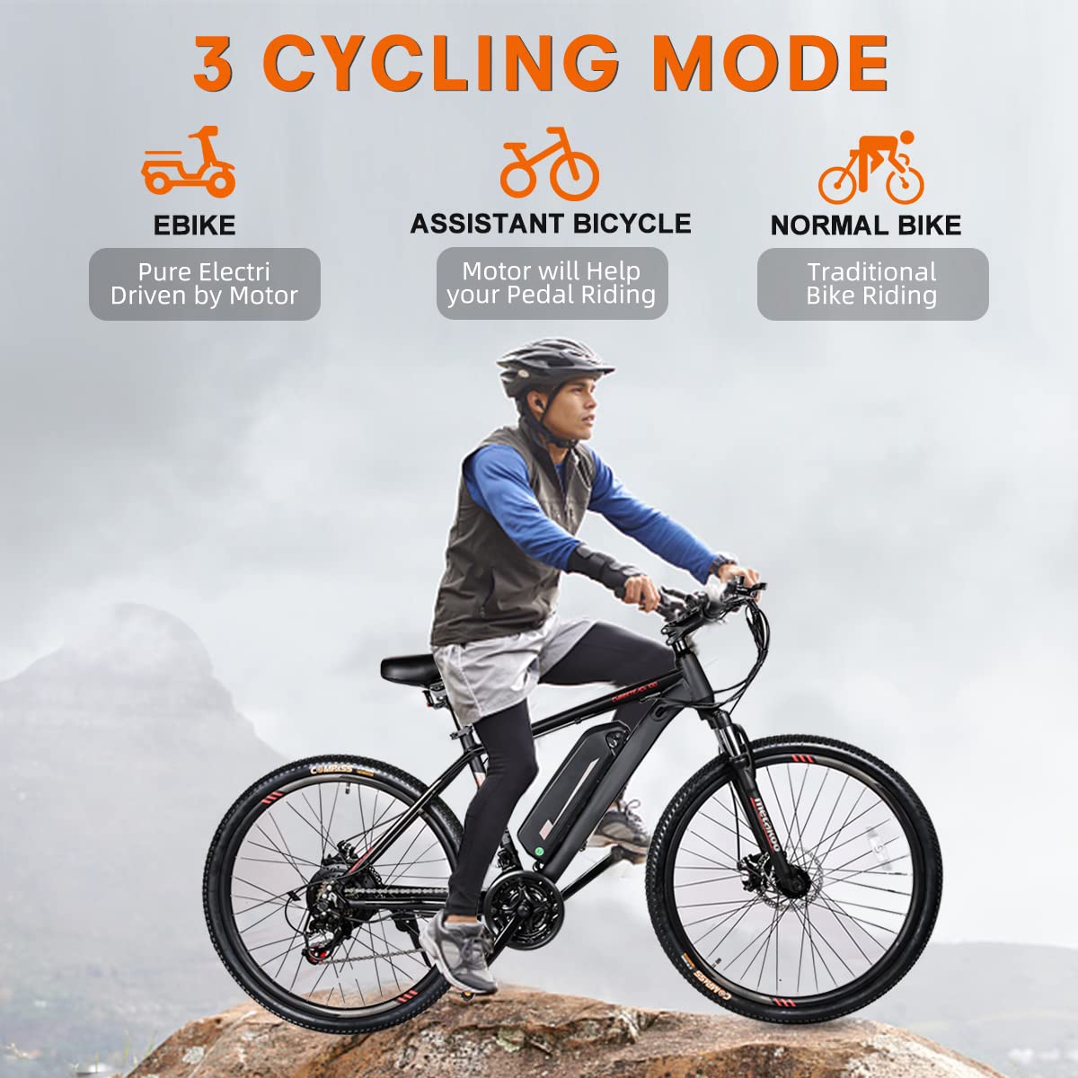 26" Electric Bike for Adults Removable Battery