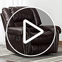 CANMOV Leather Recliner Chair, Classic and Traditional Manual Recliner Chair with Comfortable Arms and Back Single Sofa for Living Room, Nut Brown