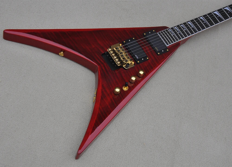 6 Strings Electric Guitars High Quality Golden Tremolo Bridge,Red Body
