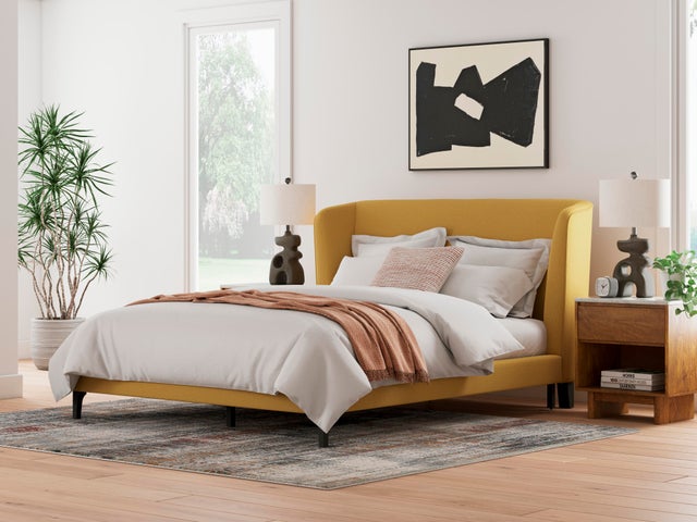 Maloken Wingback Upholstered Platform Bed