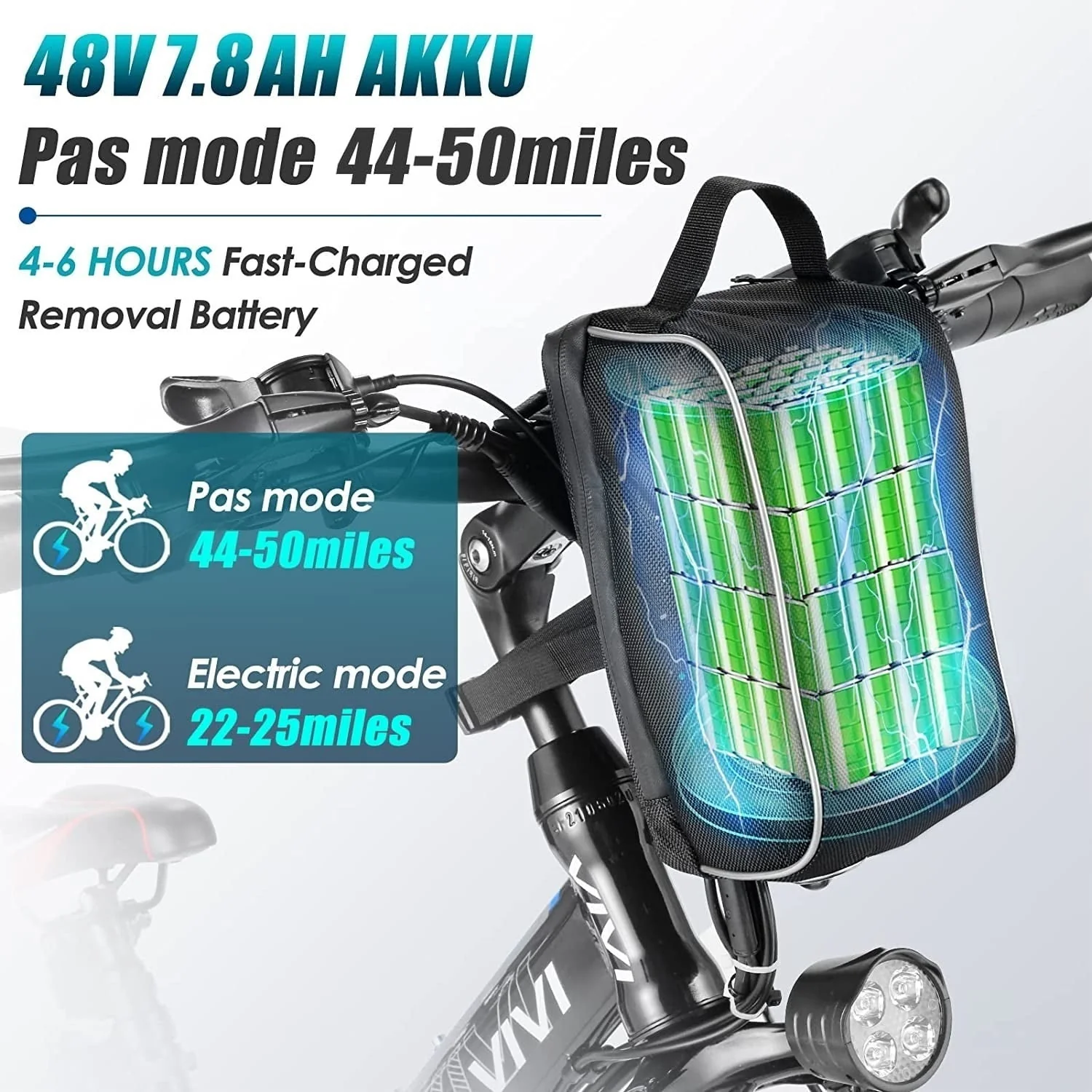 Vivi 26in Folding Electric Mountain Bike, 500W, Full Suspension