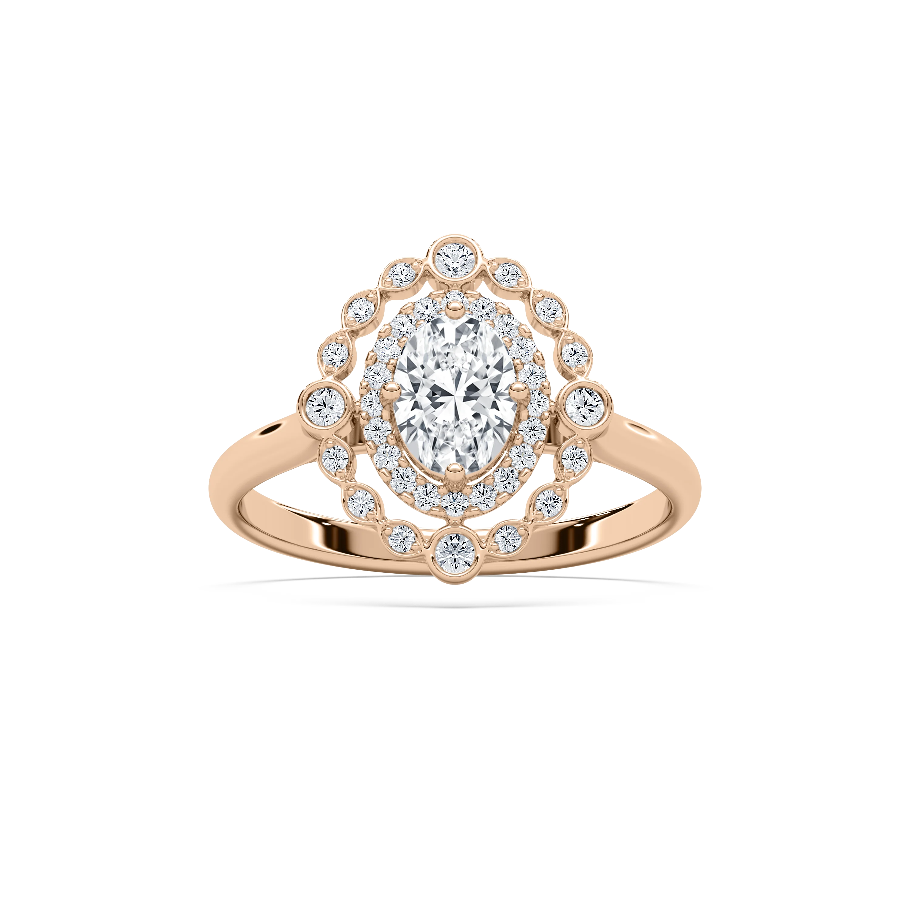 Naida 7/8 ctw Oval Lab Grown Diamond Petite Antique Halo Promise Ring