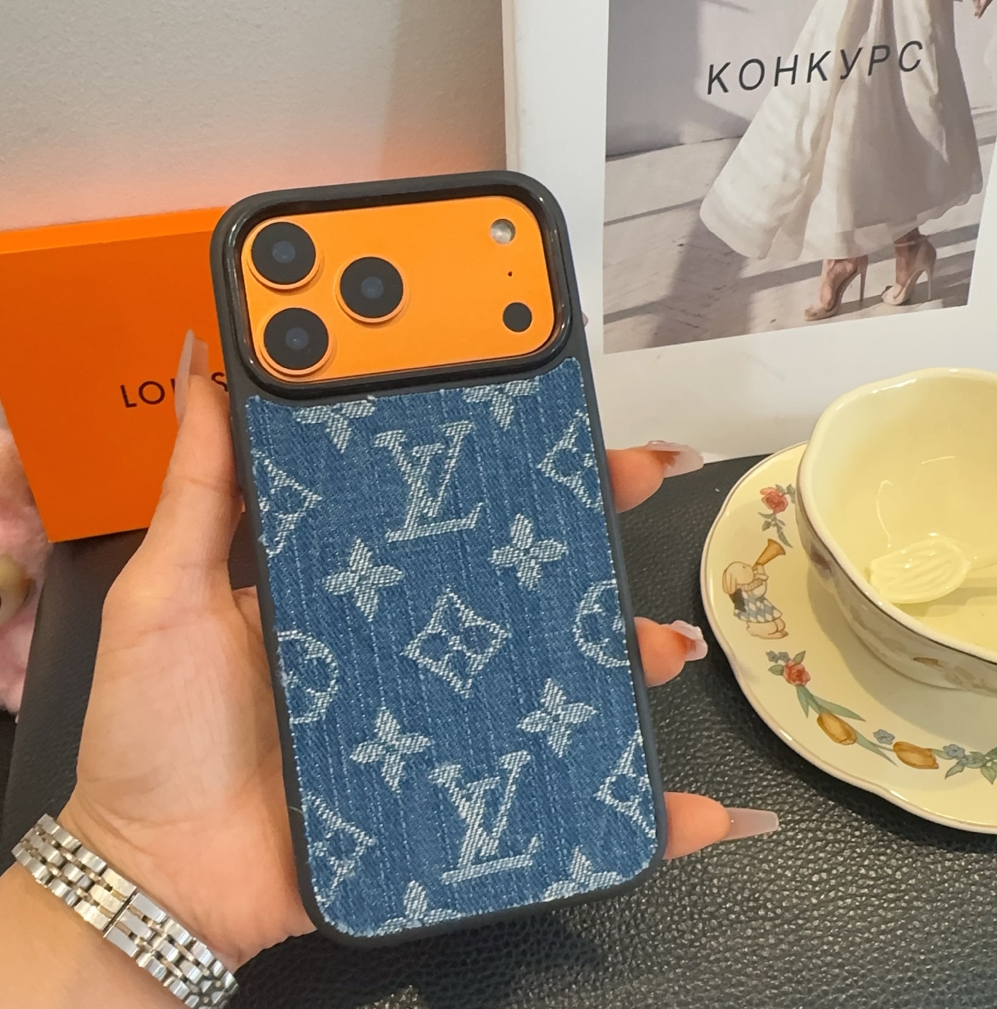 Louis Vuitton Monogram Denim Fabric Luxury Shockproof Phone Case