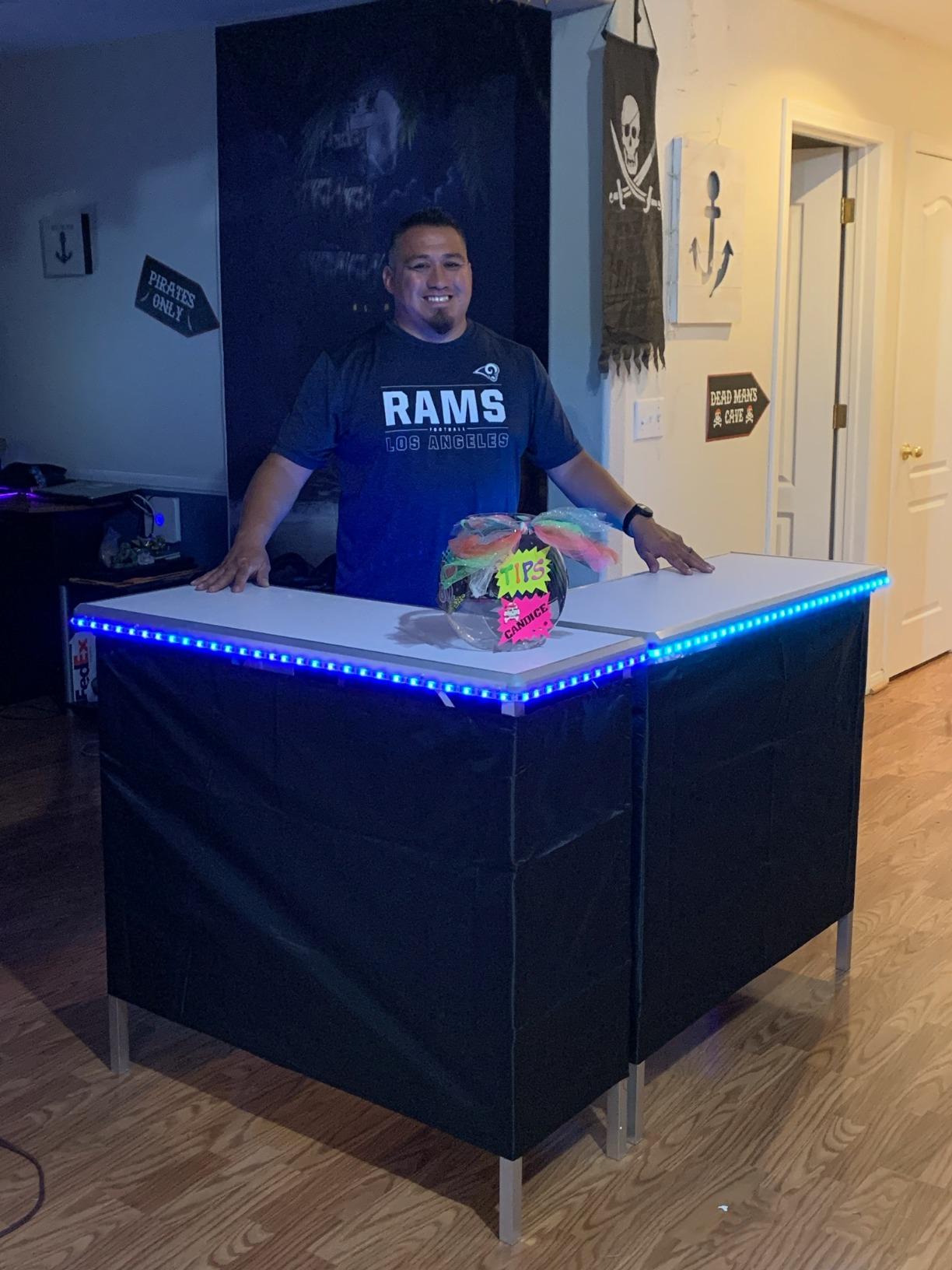 Folding Portable Party Bar withColor-Changing LED Lights, Black