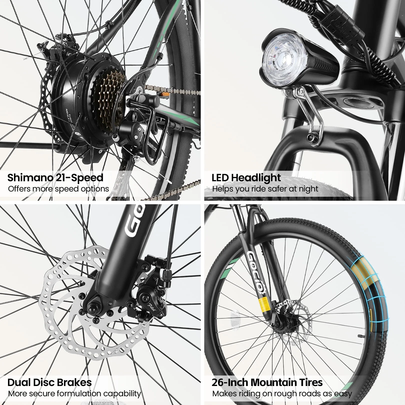 Gocio 26in Electric Mountain Bike, 350W, 36V 374.4Wh