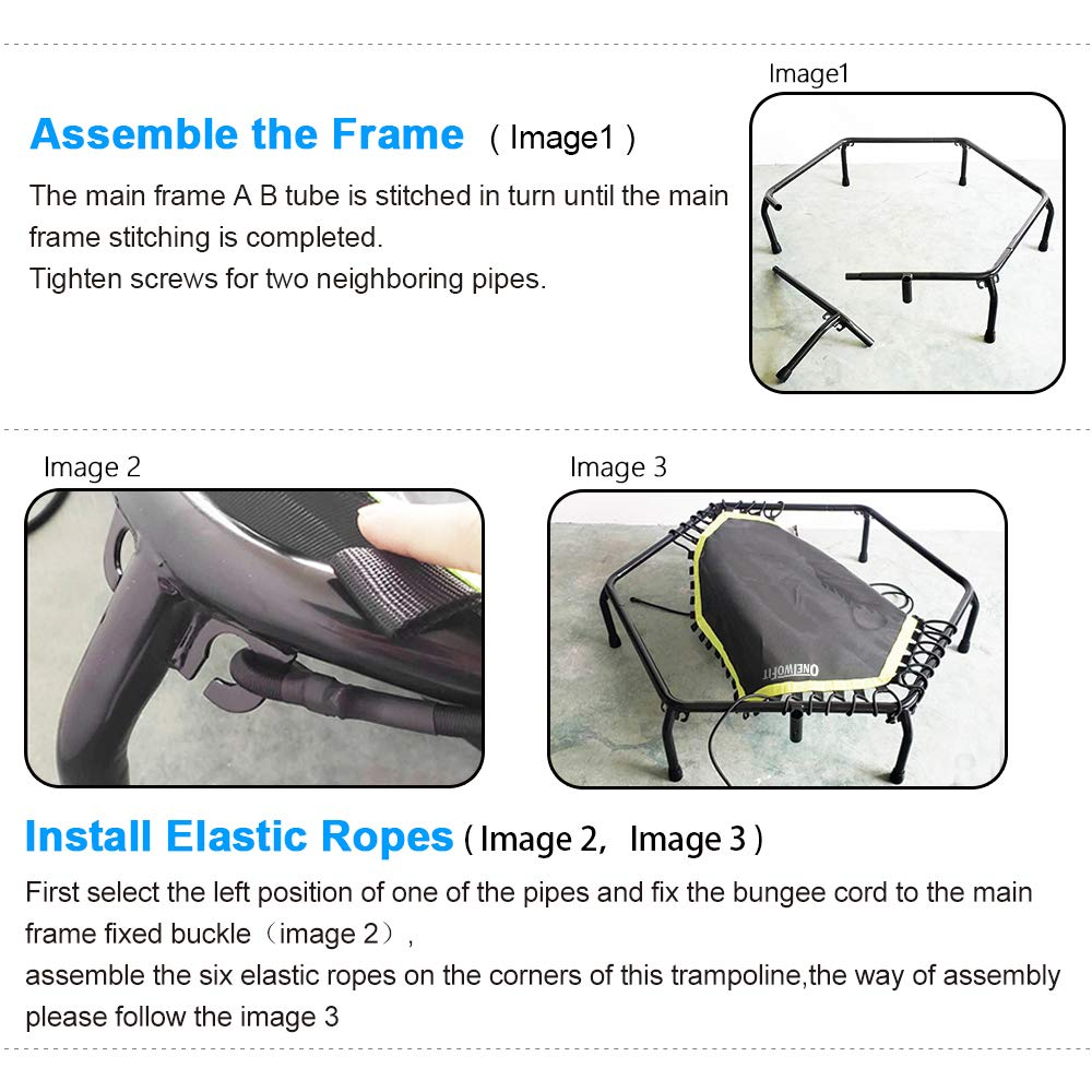 Silent Mini Fitness Trampoline with Adjustable Handle Bar