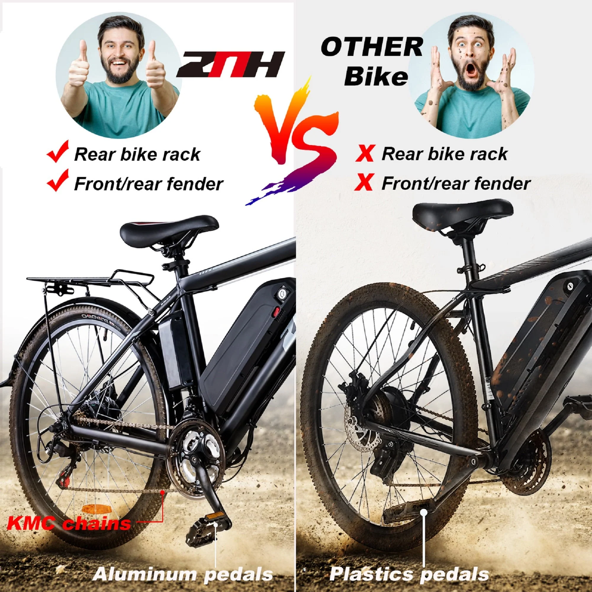 ZNH 26in Electric Mountain Bike, 350W, 36V 10Ah, Black