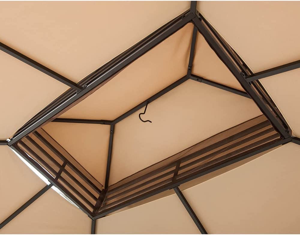 Outdoor Patio Steel 2-Tier Soft Top Gazebo with Netting &