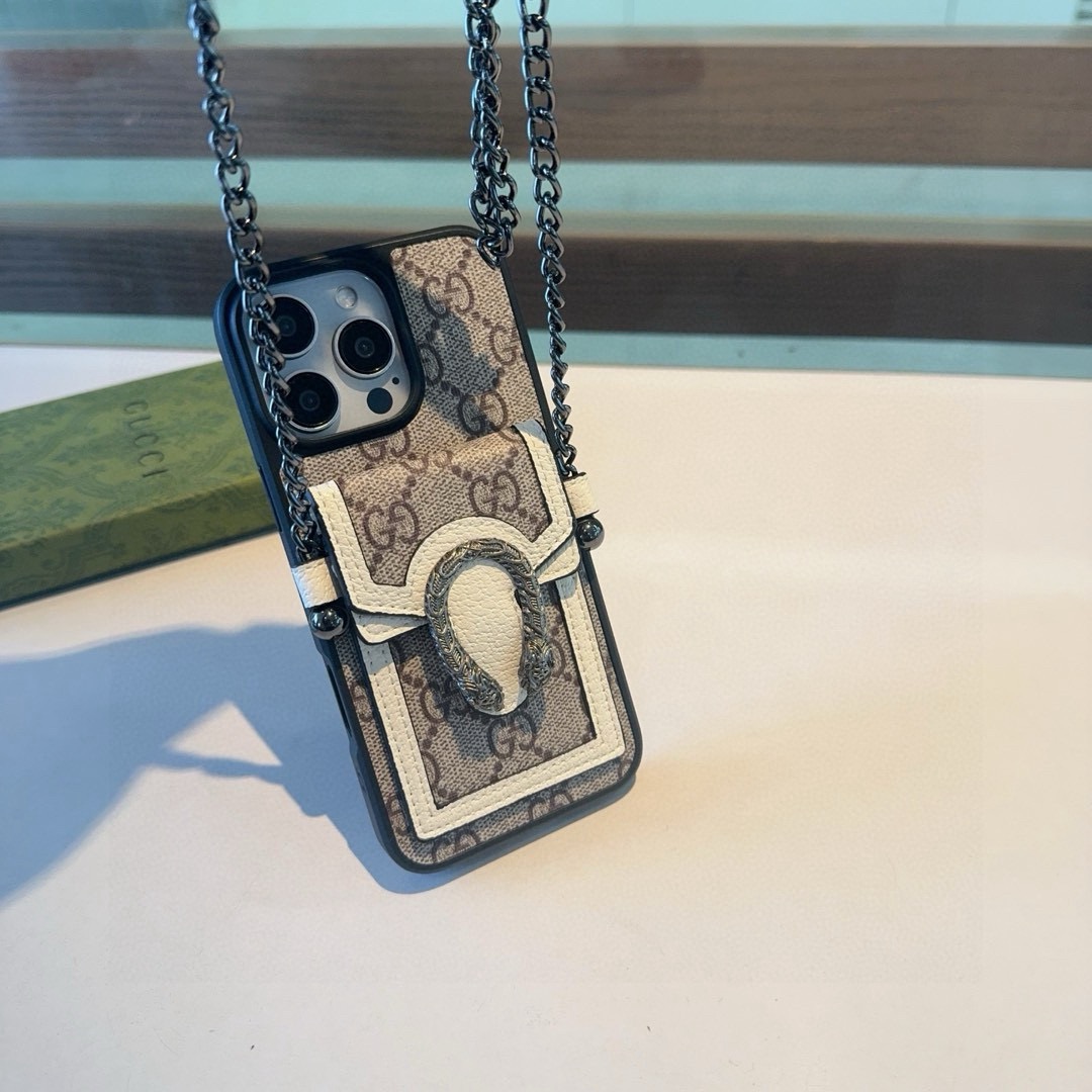 Gucci Dionysus Snake Head Leather Phone Case with Card Slot & Crossbody Strap