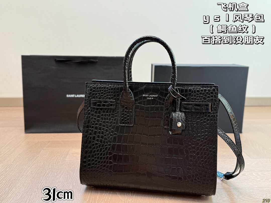 YSL crocodile print organ bag