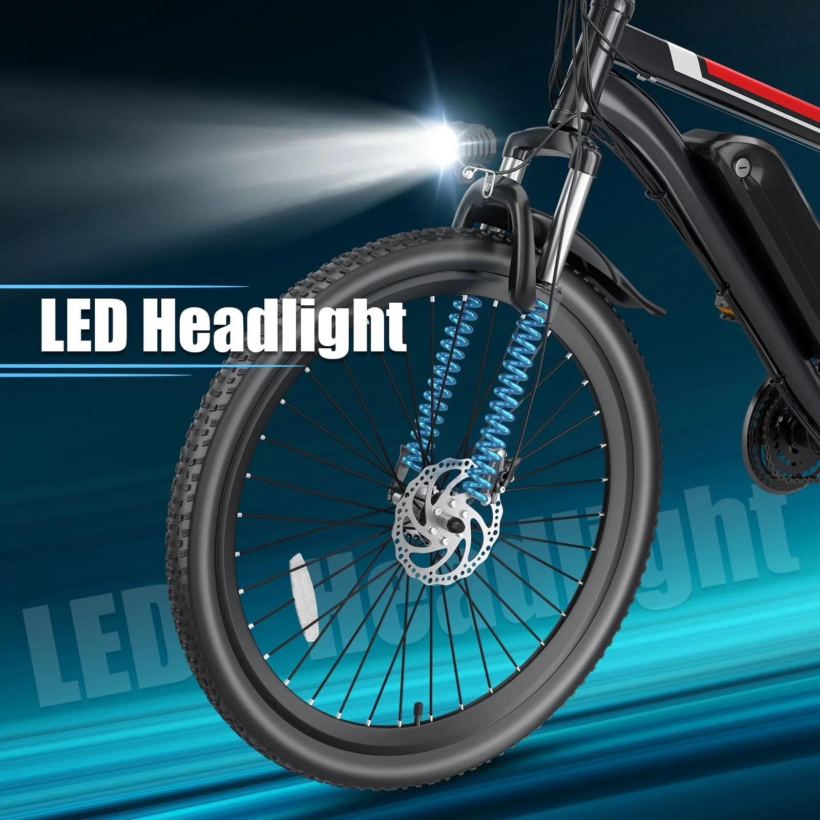 Elifine 26in Electric Mountain Bike, 500W, 48V 7.8Ah