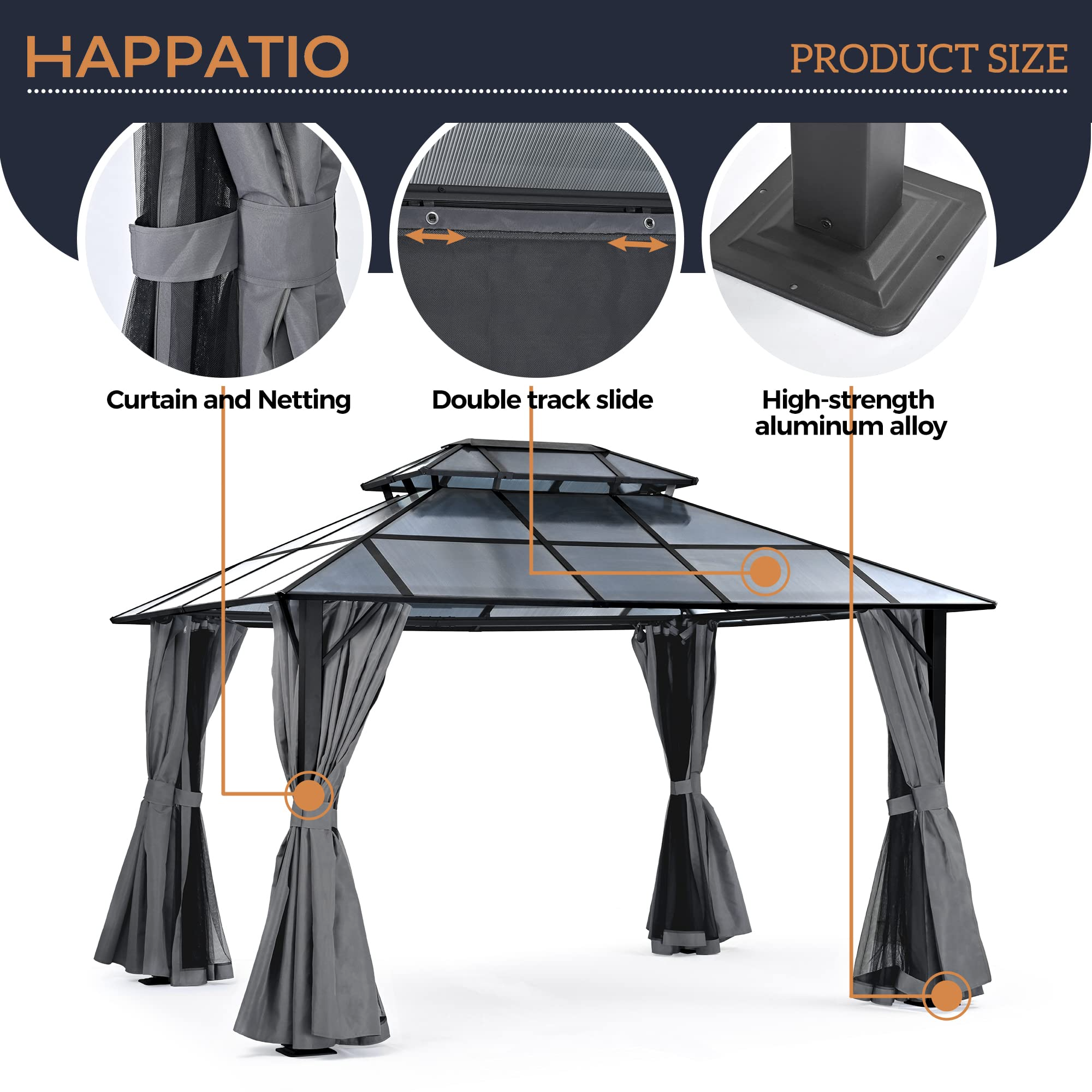 Double Hardtop Roof Gazebo