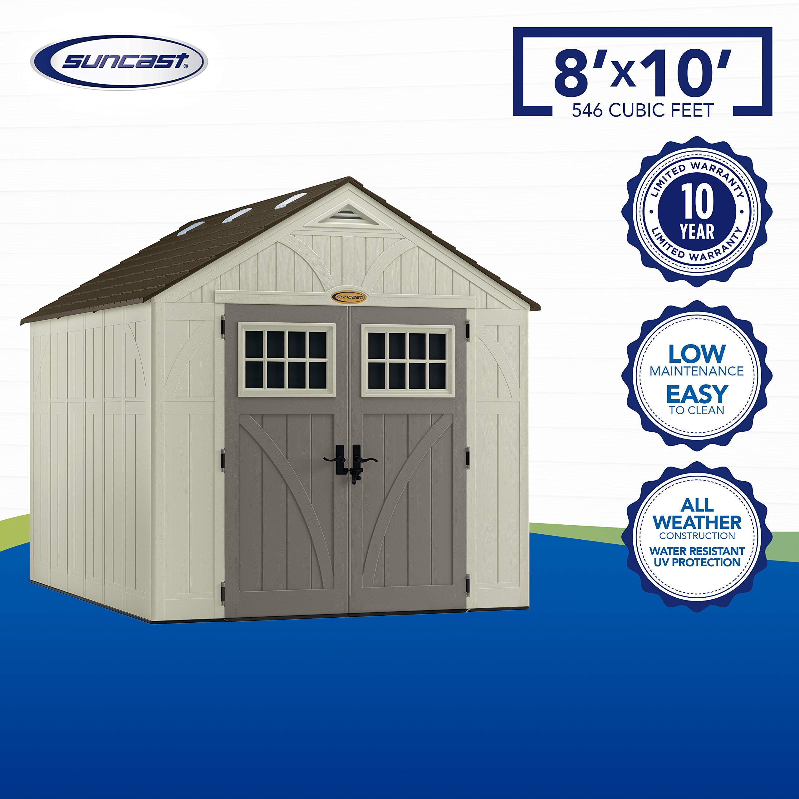 8' x 10' Heavy-Duty Resin Tremont Storage Shed