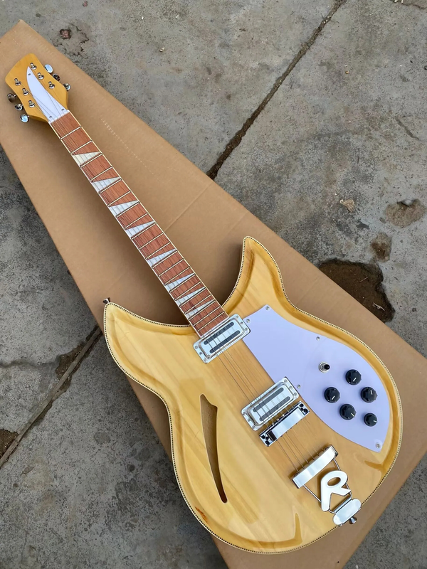 6 Strings Maple Glo Natural Semi Hollow Body Electric Guitar Arched Top& Back