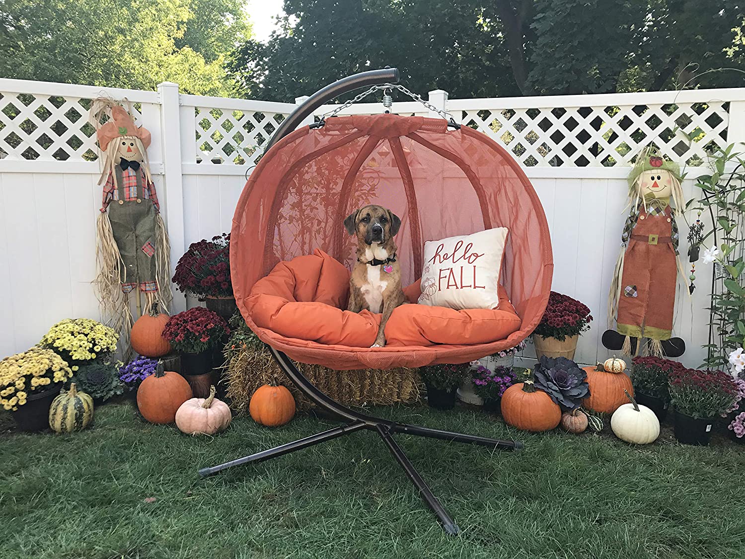 Hanging Pumpkin Loveseat Chair with Stand