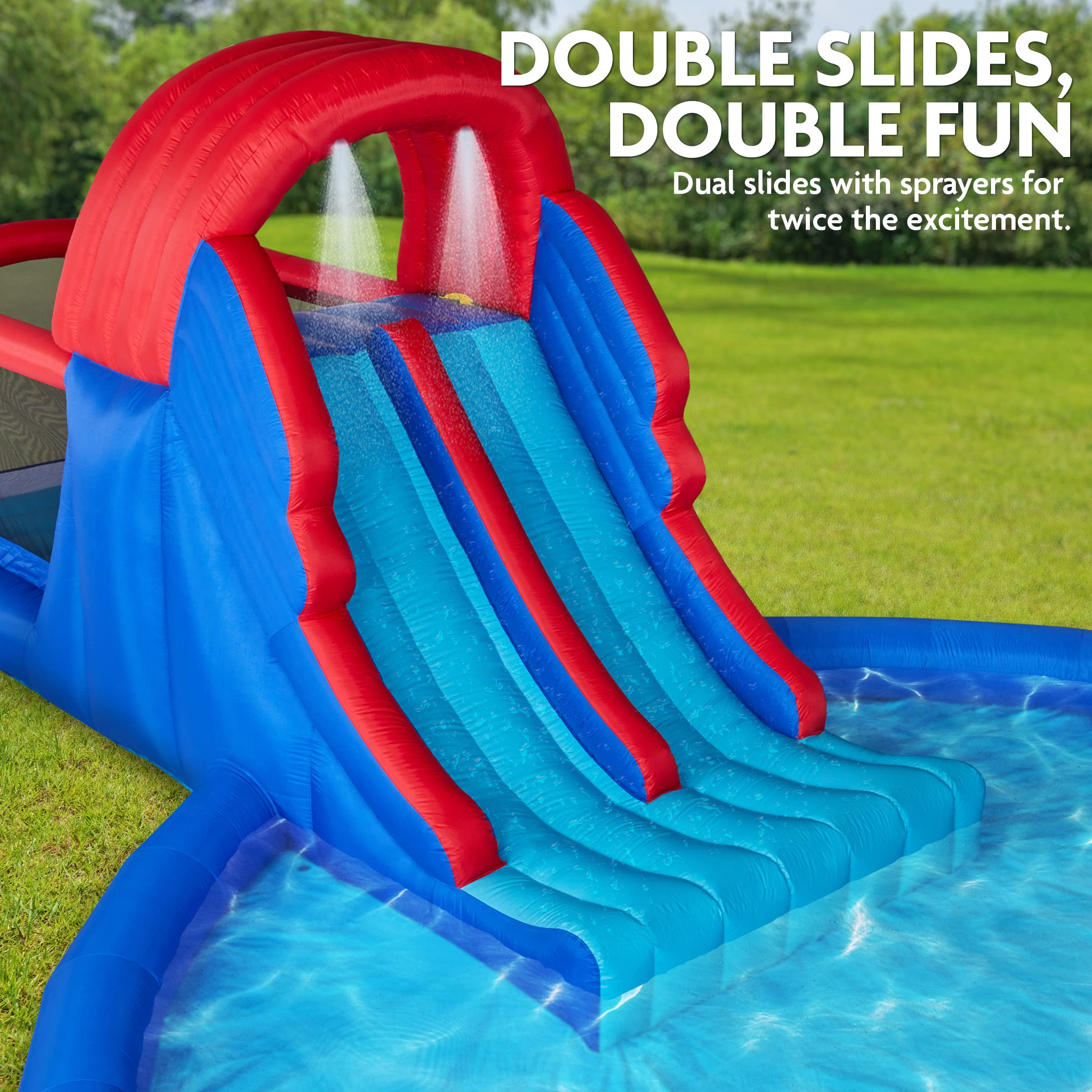 Dual Slide Roundabout Inflatable Water Park