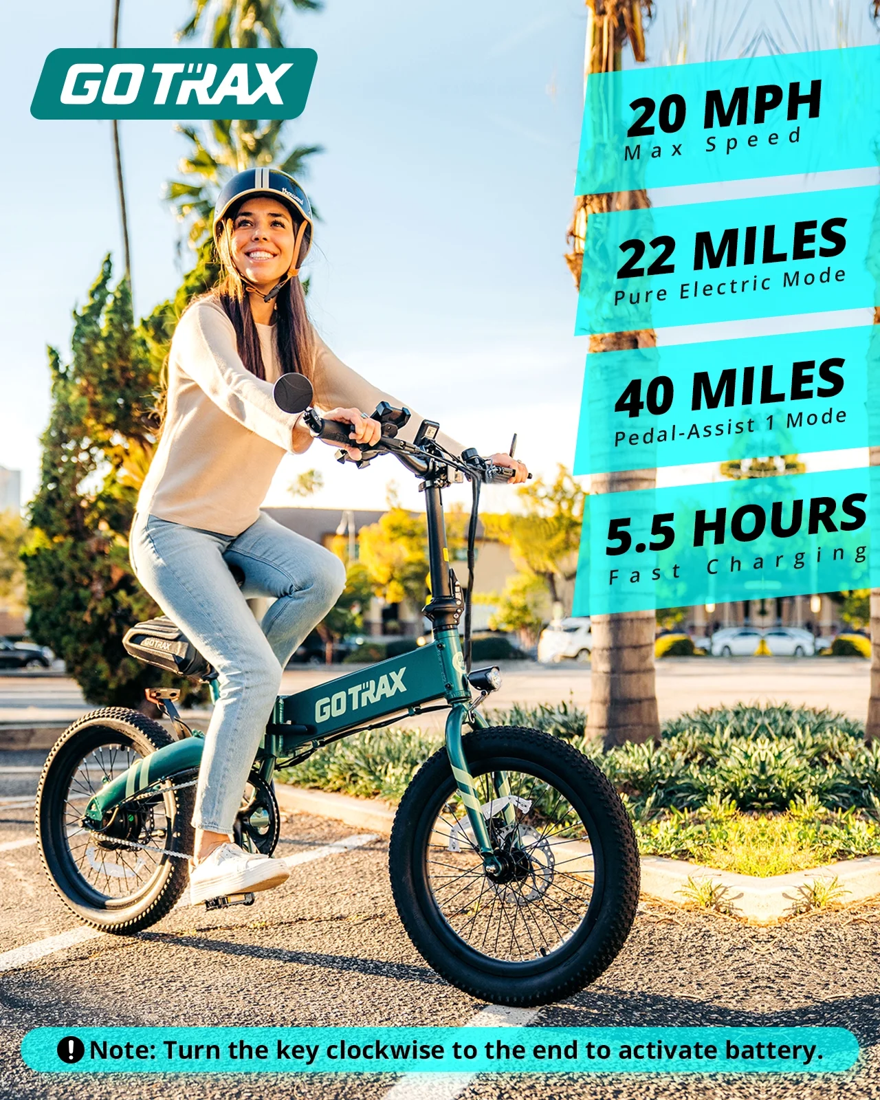 GOTRAX F1V2 20in Folding Electric Bike, 48V 10.4Ah, Black