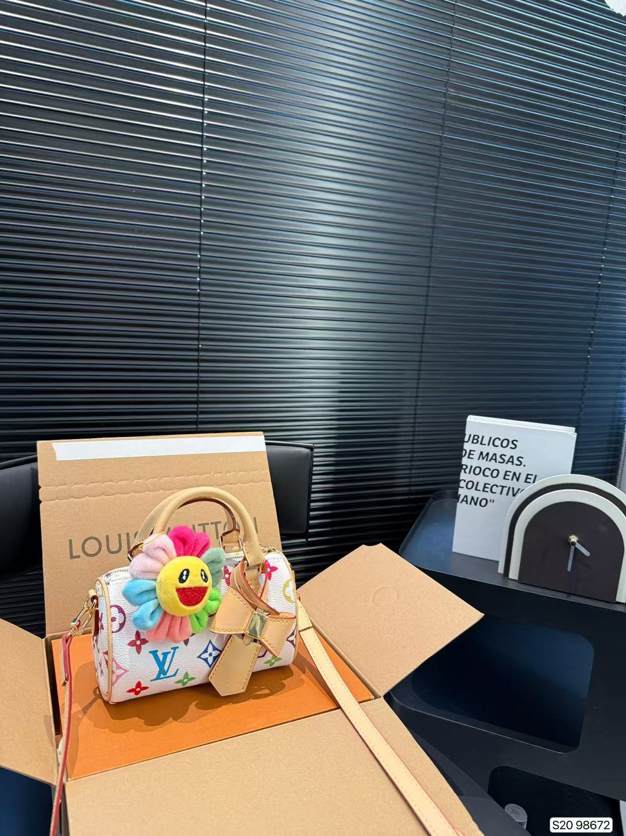 LV white three-color baguette bag