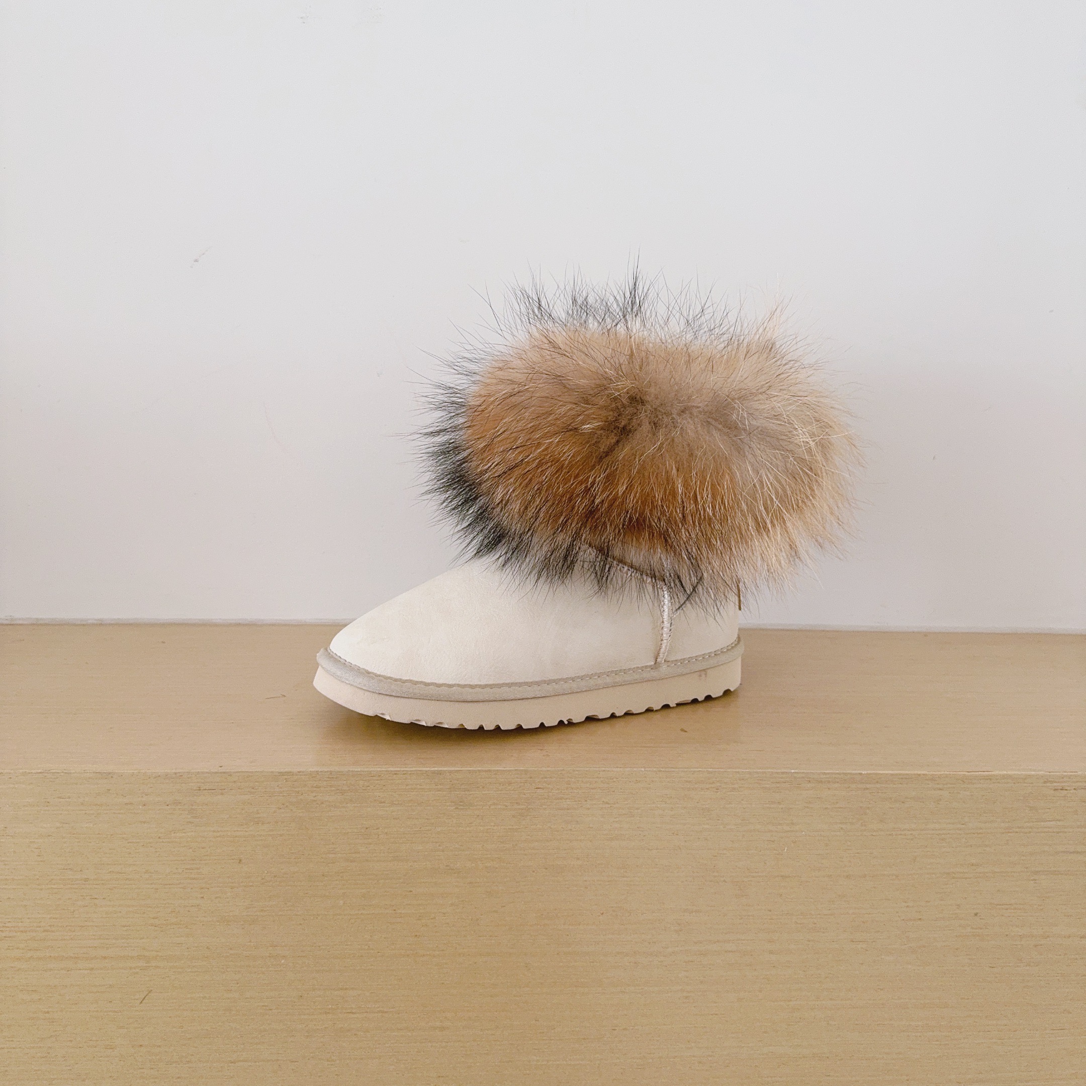UGG Kids 5854 Genuine Fur Trim Low-Cut Boots
