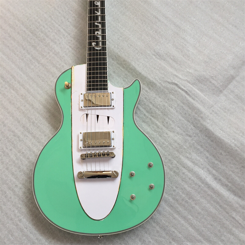 New Light Green Corvette LP Electric Guitar 6String Solid Body Chrome Hardware