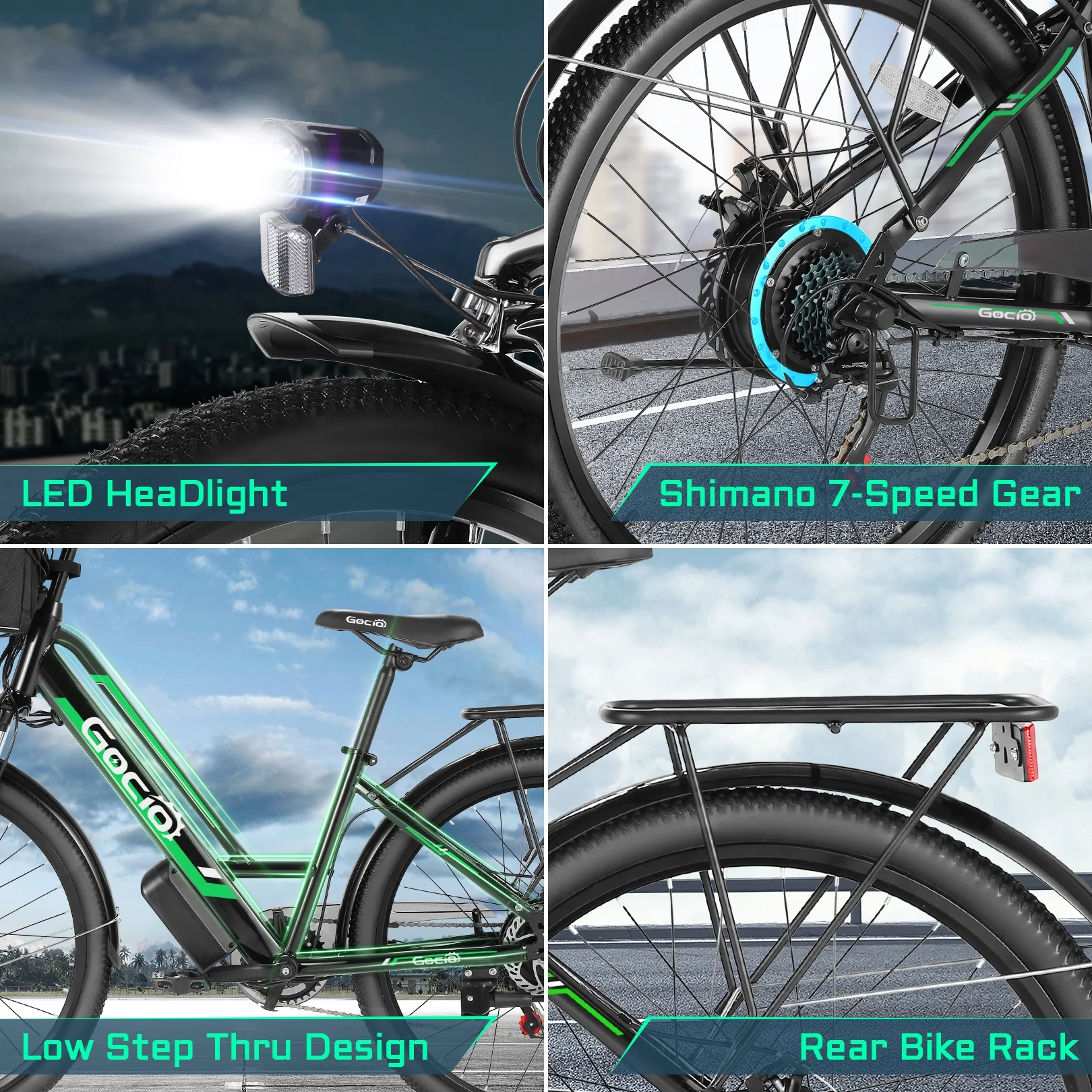 Gocio 26in Electric Cruiser Bike, 500W, 48V 7.8Ah