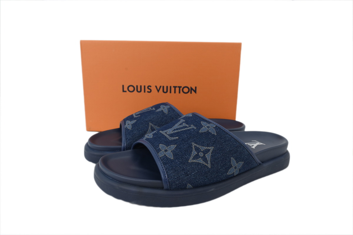 LOUIS VUITTON Slippers Blue Denim Fabric