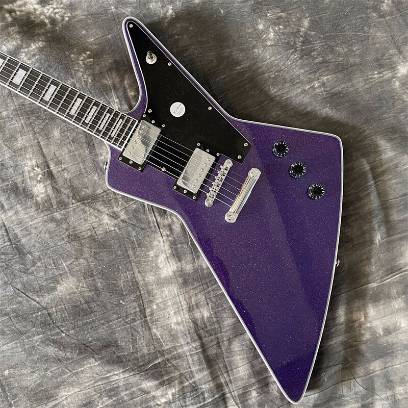 Factory Purple Flash Grain 6 String Electric Guitar H-H Pickup Chrome Hardware