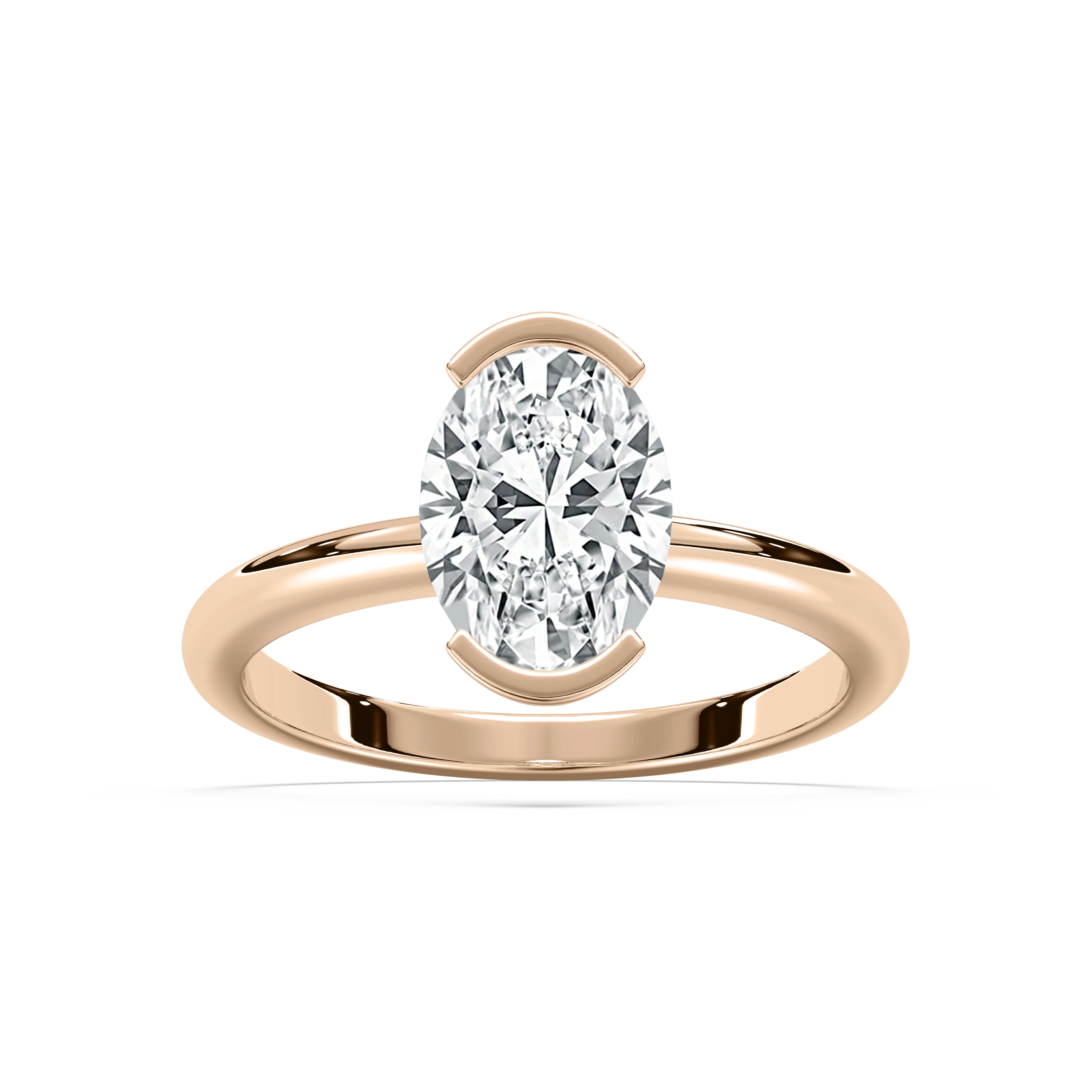 Louisa 2 ctw Oval Lab Grown Diamond Semi Bezel Solitaire Engagement Ring