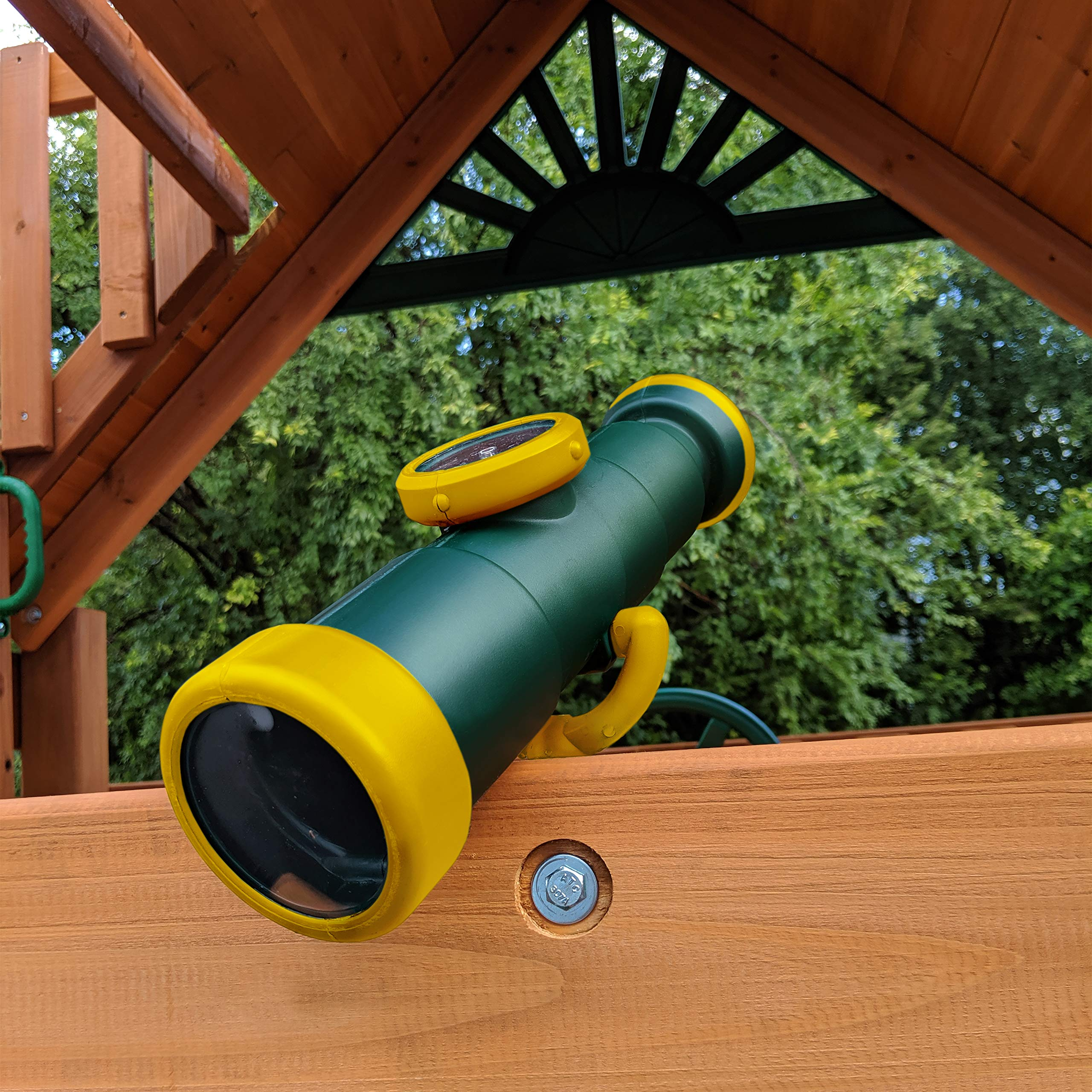 Gorilla Playsets Wood Swing Set with Wood Roof & Yellow Slide