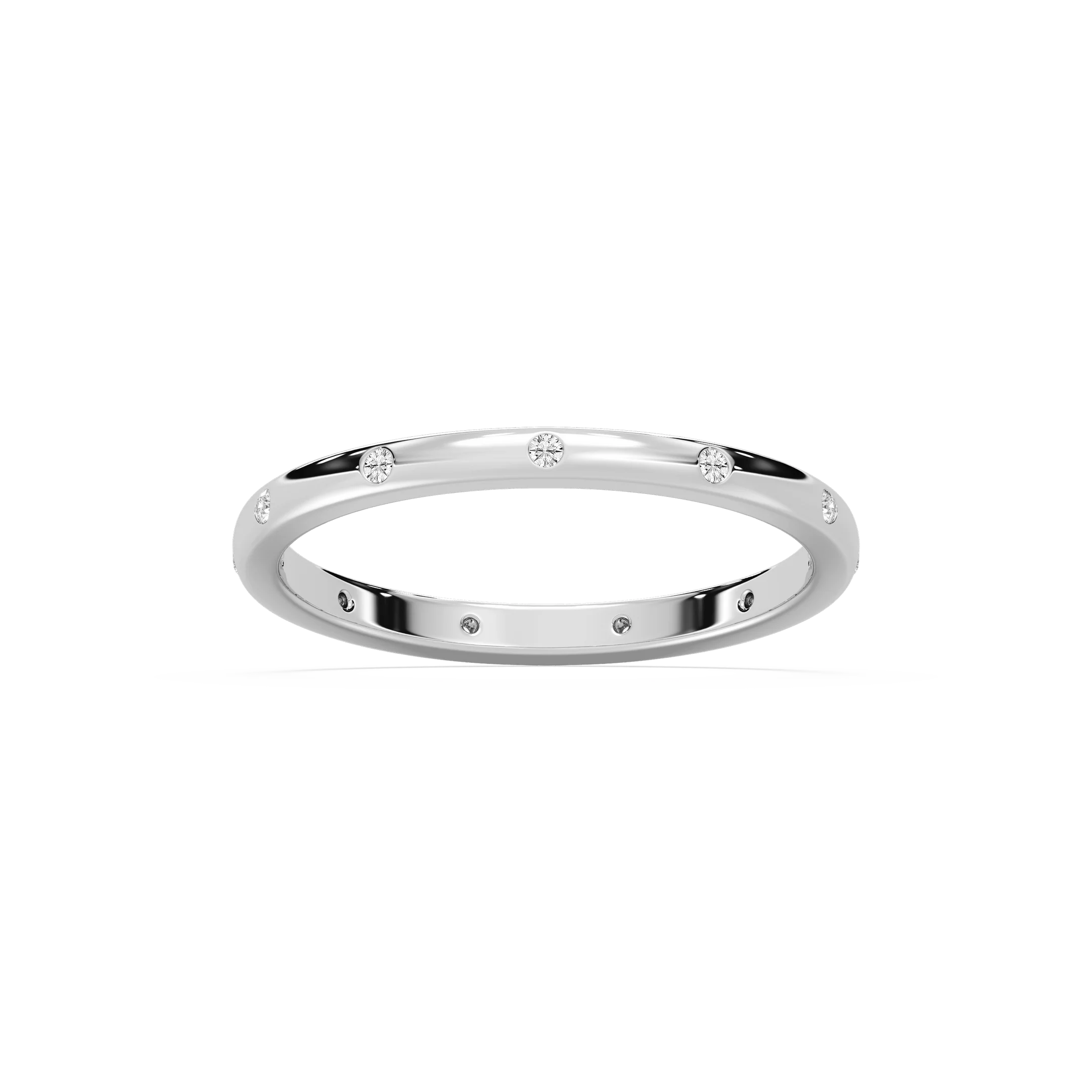 Zaniyah 1/8 ctw Round Lab Grown Diamond Burnished Station Eternity Band