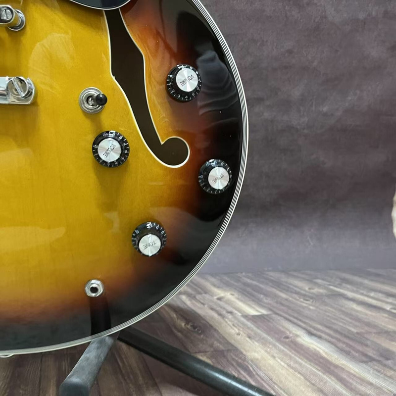 Custom ES-335 Electric Guitar Semi-Hollow Body Caramellato sunburst maple body
