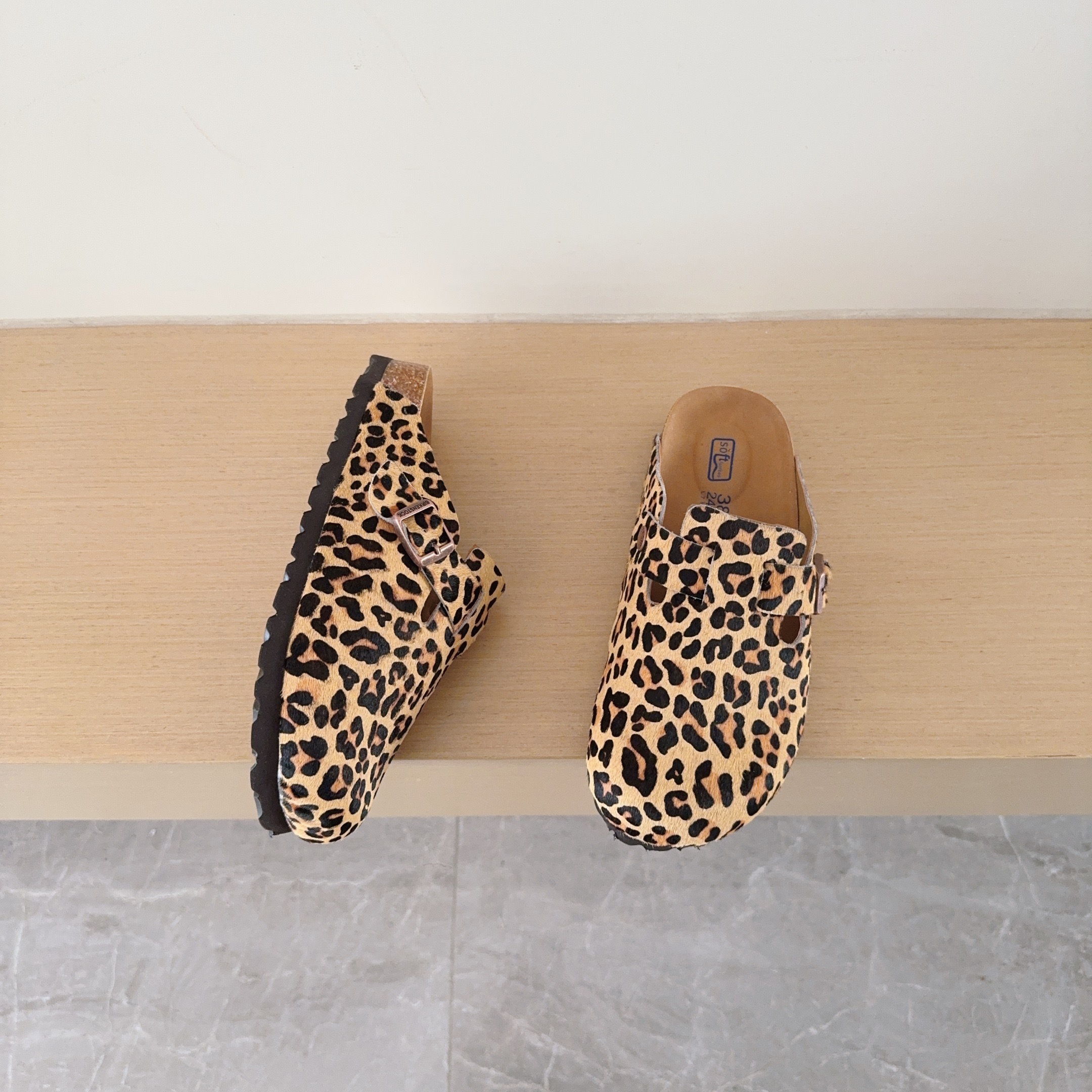 Leopard Print Birken-Style Clogs