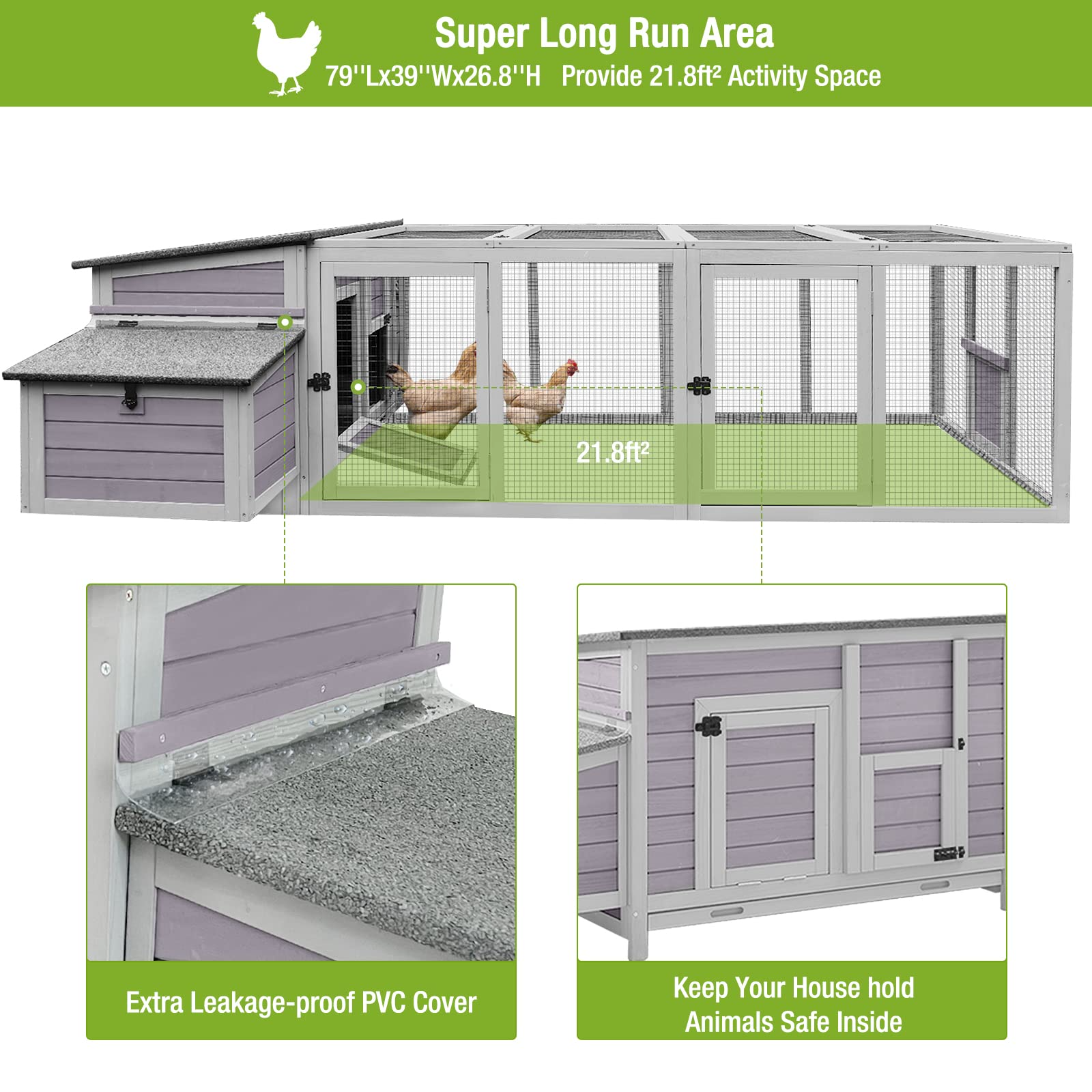 103in Large Chicken Coop Wooden Chicken House