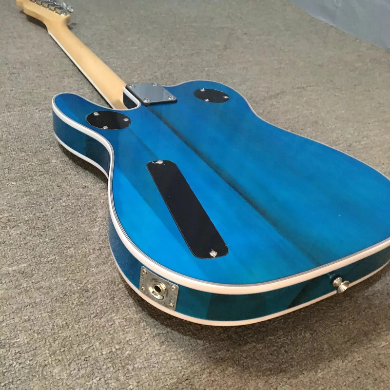 F Hole TL Guitar Flower Inlay Semi Hollow Body Quilted Maple Neck 6 strings Top
