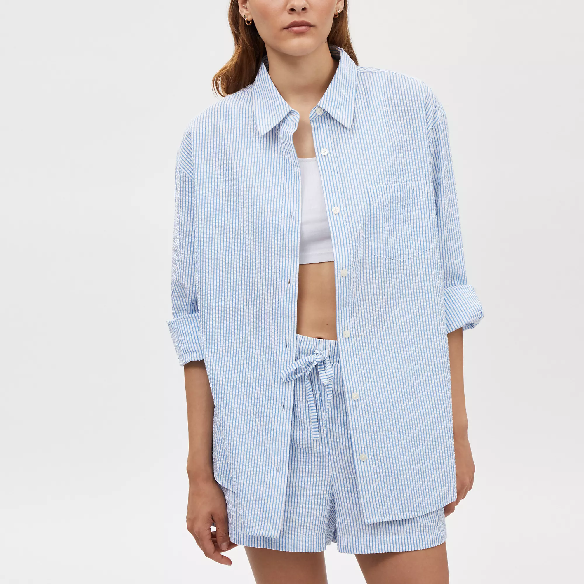 Outlet Striped Seersucker Button Down Shirt
