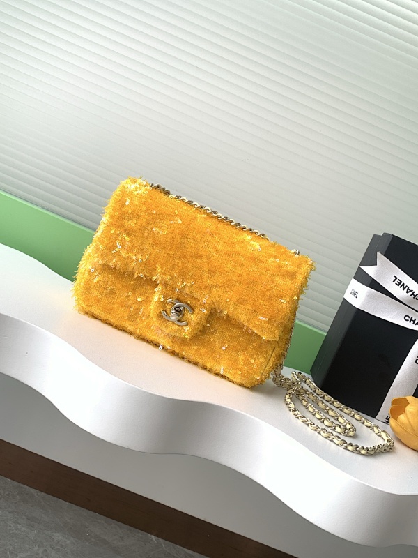 Chanel Sequin Flap Bag Yellow
