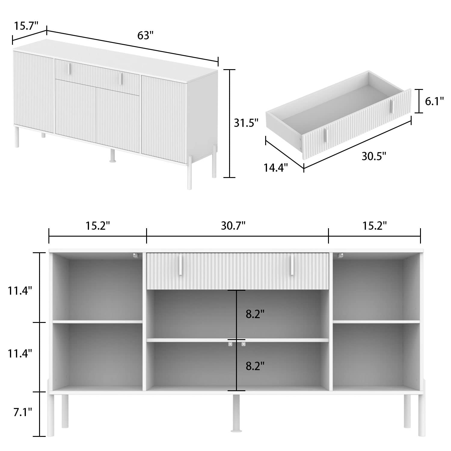 Modern Credenza Sideboard Buffet with Drawer