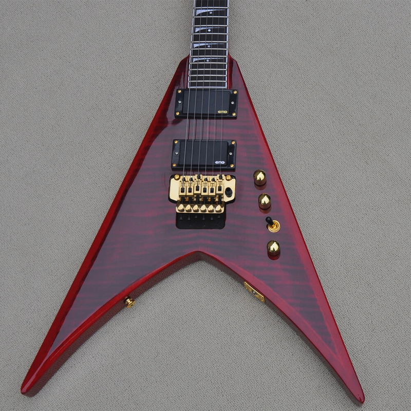 6 Strings Electric Guitars High Quality Golden Tremolo Bridge,Red Body