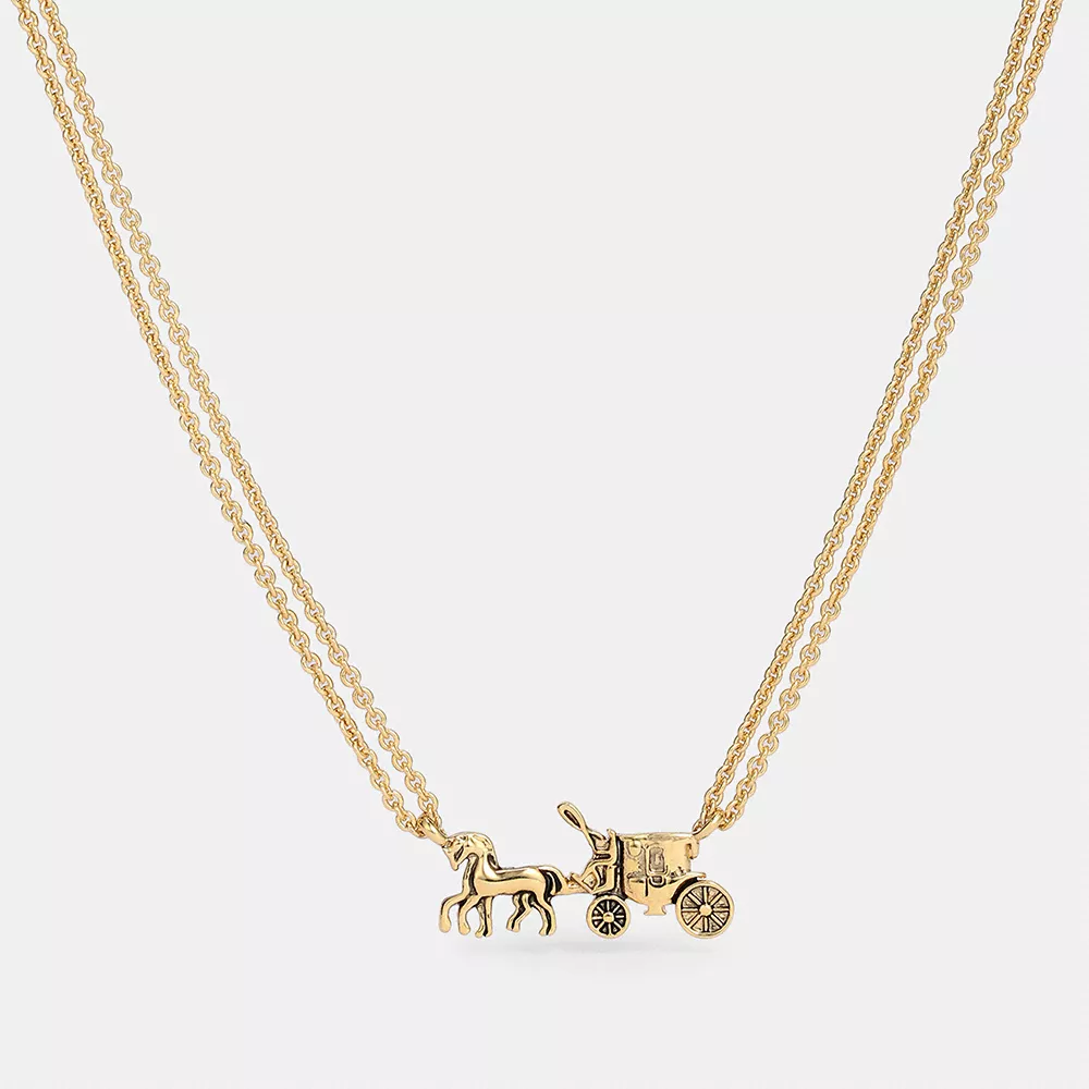 COAthtCH Horse And Carriage Double Chain Necklace