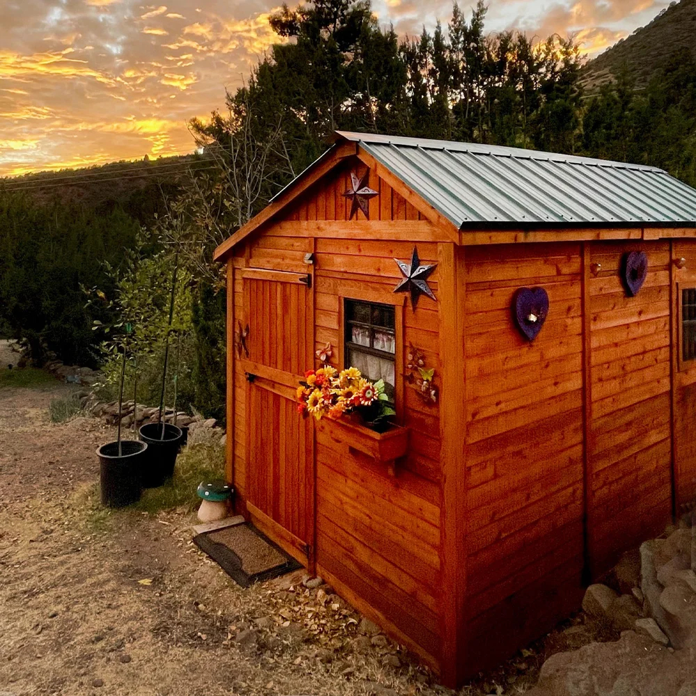 8x12 ft Cedar Wood Sunshed Garden Shed with Metal Roof