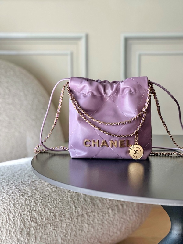 Chanel Drawstring Logo Bag Lavender