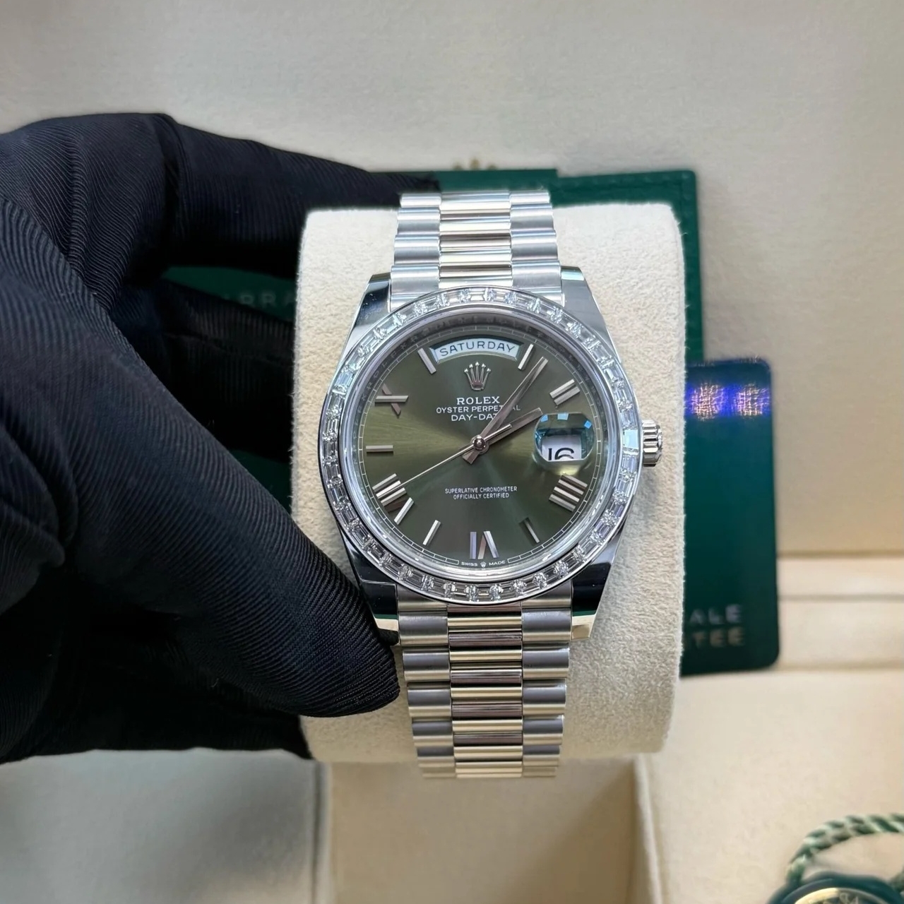 【Super Clone】RLX Day-Date 40mm 228396TBR-0020 Green Roman Dial