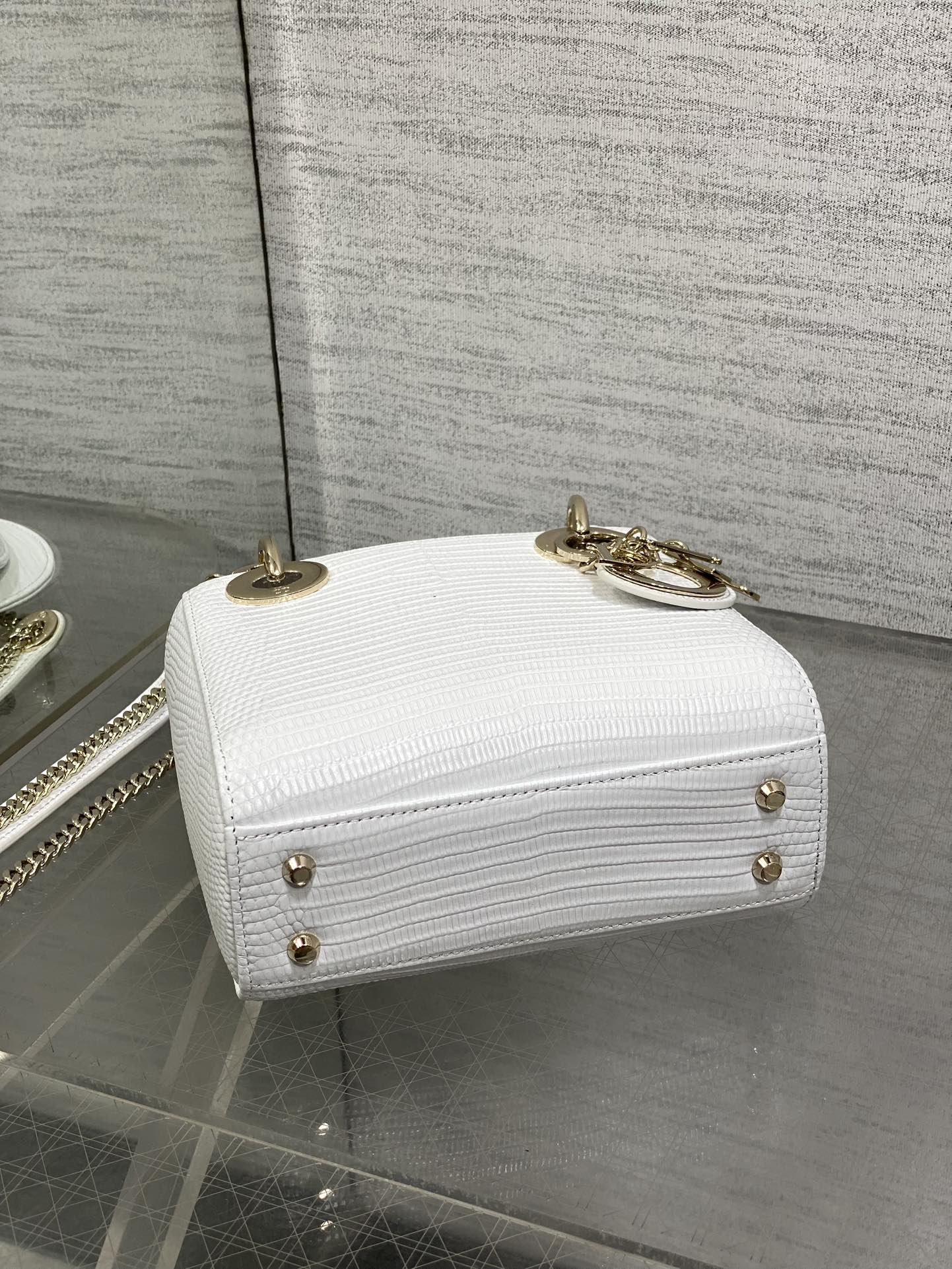 Dior Lady Mini White Gold Bag