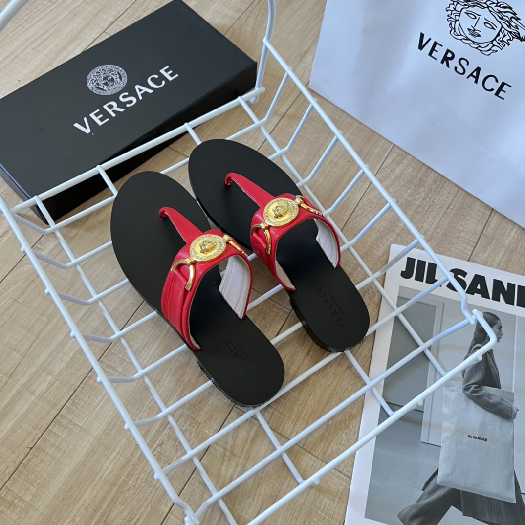 VERSACE Medusa Flat Ankle Strap Sandals