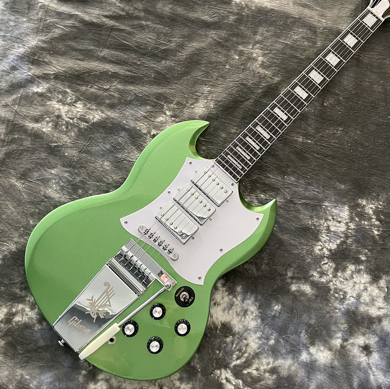 Top SG Electric Guitar Metallic Green KIRK DOUGLAS Tremolo Bridge Chrome